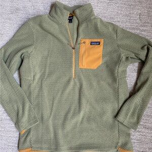 Patagonia Green and Orange Zip Up Sweater